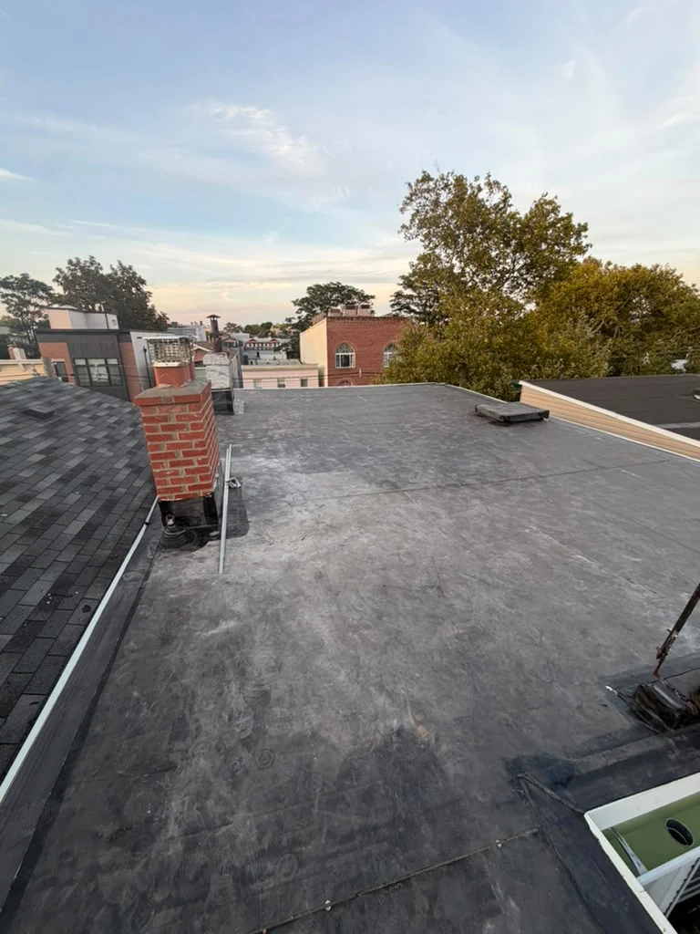 Completed EPDM low-slope roof replacement in Jersey City NJ