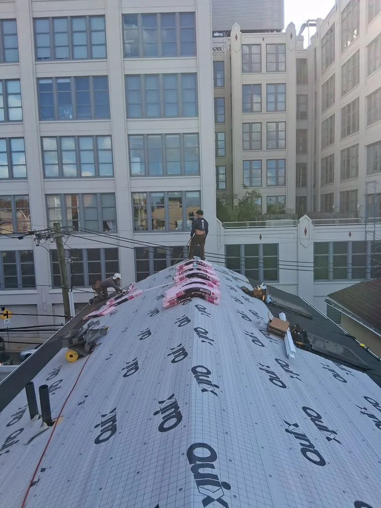 Synthetic roofing underlayment installed over a replacement deck in Jersey City NJ
