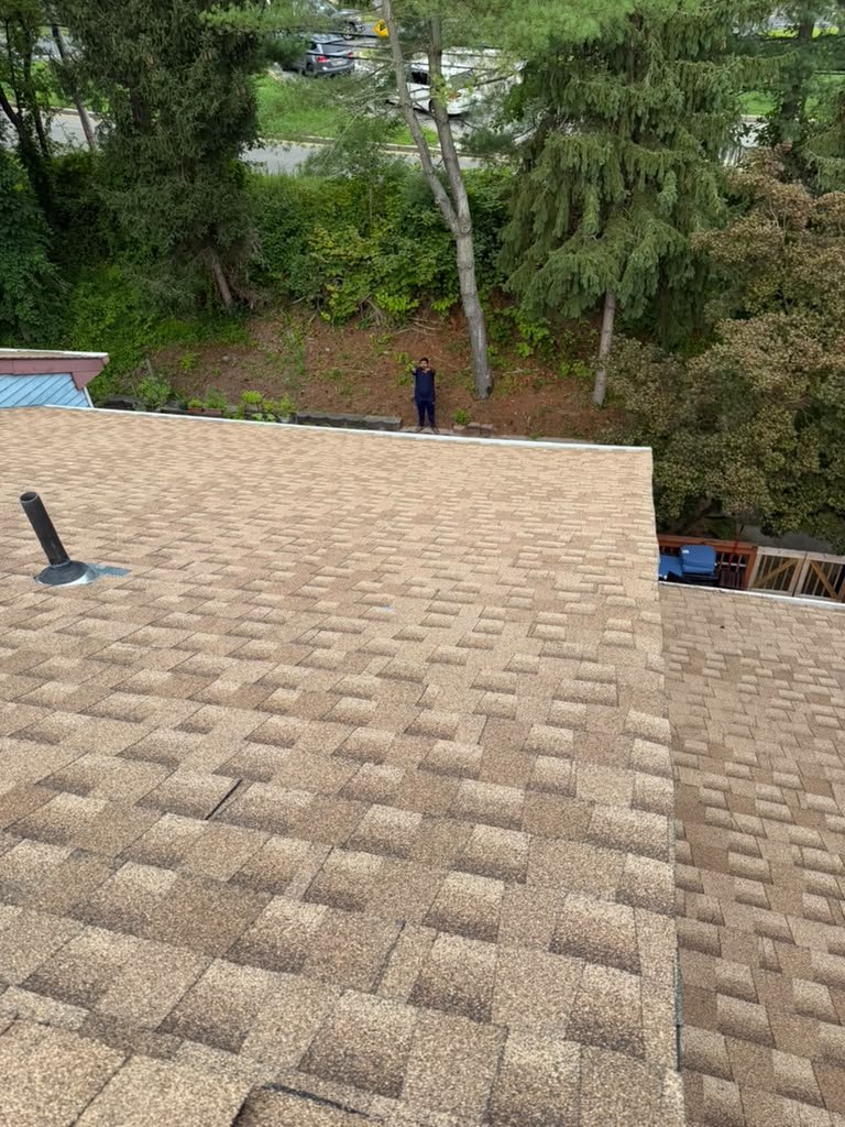 Completed asphalt shingle roof replacement in North Brunswick Township
