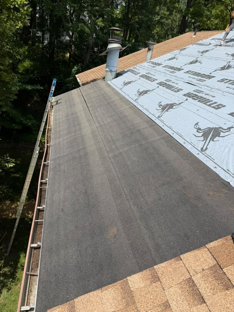 Synthetic underlayment and flashing preparation in North Brunswick