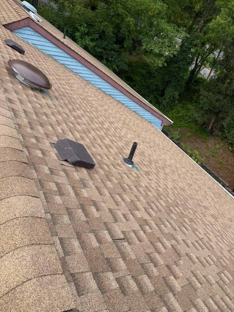 Roof vent and flashing details on a North Brunswick roof replacement