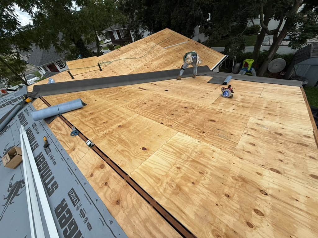 New plywood roof decking and valley waterproofing in Toms River