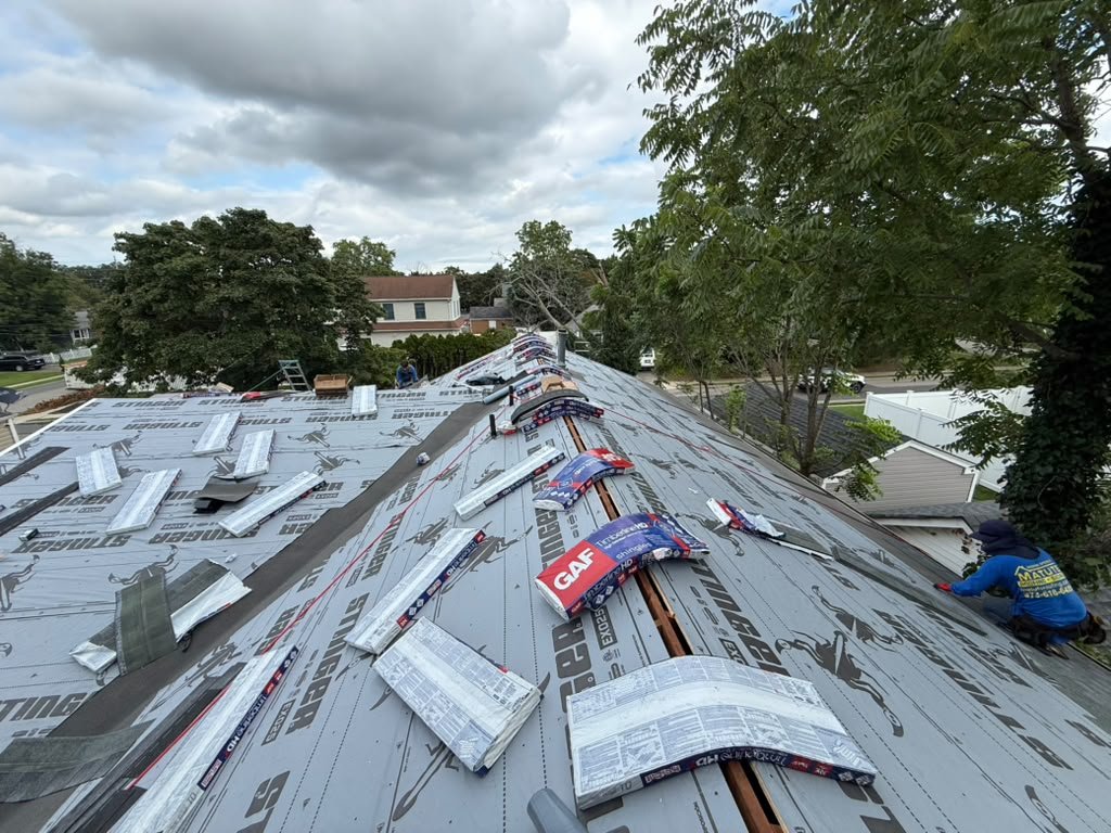 STINGER EXO25 underlayment and GAF materials on a Toms River roof