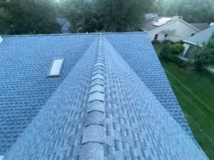 Completed Biscayne Blue architectural shingle roof replacement in Whiting, NJ