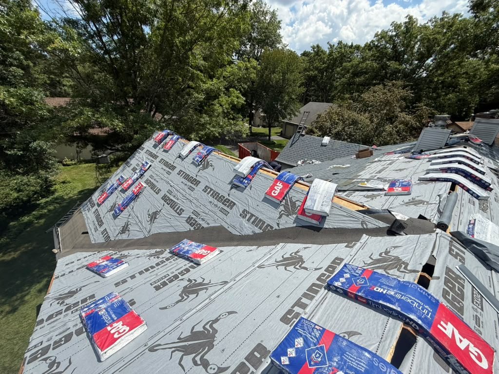 Synthetic underlayment and roofing materials during a Whiting roof replacement