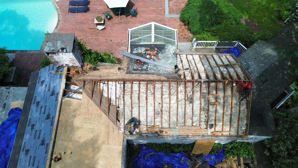 Roof-deck reconstruction on a Franklin Lakes NJ home